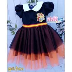Vestido fantasia infantil do Harry Potter da casa Grifinória de luxo - Fantasia de Hallowen