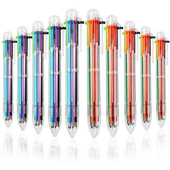 24 Pcs Canetas Esferográficas Multicoloridas 0,5mm 6 Em 1 , Divertidas Para Festas Infantis De Volta À Escola Material Escolar Retrátil