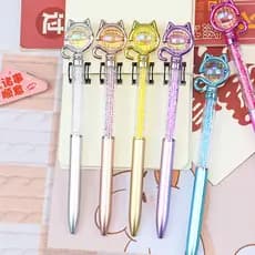 12 Pcs Requintado Pequeno Diamante Quebrado Caneta Esferográfica Cristal Gato Amor Suprimentos Para Estudantes