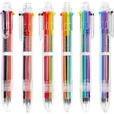 12pçs Canetas Esferográficas Multicoloridas 6 Em 1 , Lembrancinhas De Festa De 0.5 Mm , 6 Cores , Retráteis , Escritório