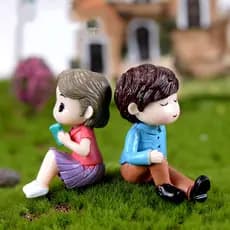 2 Pçs/Set Artesanal Decorações De Jardim De Fadas Estatuetas Miniaturas Conjunto Doce Amantes Casal Bonecas Para Casamen