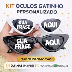 Kit 100 Óculos Personalizado Feminino Gatinho Vintage Retrô