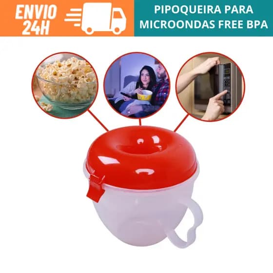 Pipoqueira Para Microondas Free BPA Pipoca Fitness Saudável Sem Oleo