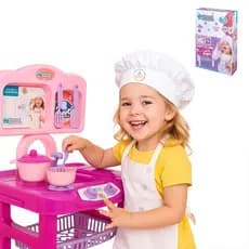 Brinquedo Infantil Cozinha Bancada Kitchen Grande Completa com Panelas Utensilios Presente Criança Menina Envio Imediato