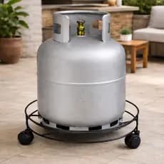 Suporte para Botijão de Gás com Rodinhas Base em Aço Reforçado Preto Branco Cinza Resistente e Prático para Cozinha