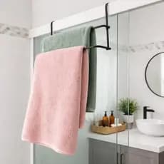 Suporte Porta 2 Toalhas Toalheiro Duplo Encaixe Banheiro Box Encaixe Prático e Resistente em Aço  Envio Imediato