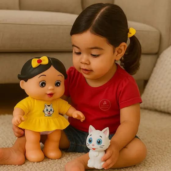 Boneca Magali c/som + Gato Mingau Adijomar Turma da Monica
