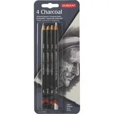 LAPIS CARVAO DERWENT (CHARCOAL) C/ 04 UNIDADES BLISTER