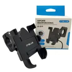 Suporte Moto Guidão Aluminio Articulado Com Carregador Cor Preto 100% seguro LE-019