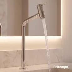 Torneira Banheiro Lavabo Bica Alta Bancada Inox Link 45° Beltempo