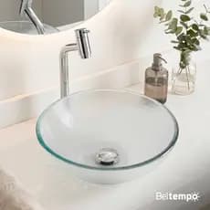 Cuba Pia de Apoio Sobrepor Vidro Redonda 29cm Banheiro Lavabo Beltempo BT-4030