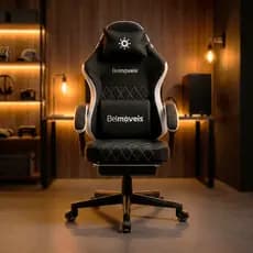 Cadeira Gamer Belmóveis BM3 Reclinável 135 Graus Molas Ensacadas Massagem 150kg Tecido Black
