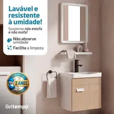 Gabinete Banheiro Suspenso Impermeável Cuba Espelho 43x40cm Anti Umidade Beltempo