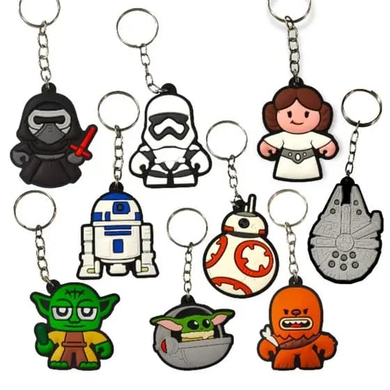Chaveiros Emborrachados Geek Nerd Stars Wars Yoda Darth Varder R2D2 Baby Yoda Chewbacca BB-8 StormTrooper Alta Qualidade