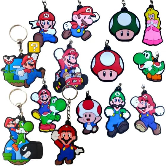 Chaveiros Emborrachados Geek Nerd Alta Qualidade Super Mario Peach Toad Yoshi Colecionável