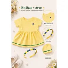 blusa manga curta bata do Brasil infantil + tiara arquinho do Brasil camiseta infantil menina copa do mundo brasil