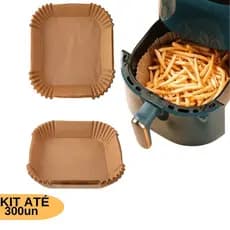 Kit Até 300 Formas de Airfryer Fritadeira Descartável Quadrada Antiaderente