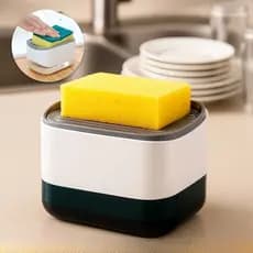 Kit 1 ou 2 Dispenser de Sabão com Porta Esponja Detergente e Sabonete Líquido com Suporte para Pia Cozinha