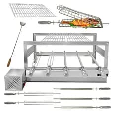 Churrasqueira Giratória Inox Gira Soft Grill 5 Espetos Completa Lado Esquerdo