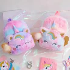 Mochila / Bolsa Infantil De Pelúcia / Fofa / De Unicórnio Para Meninas / Escola Multineos