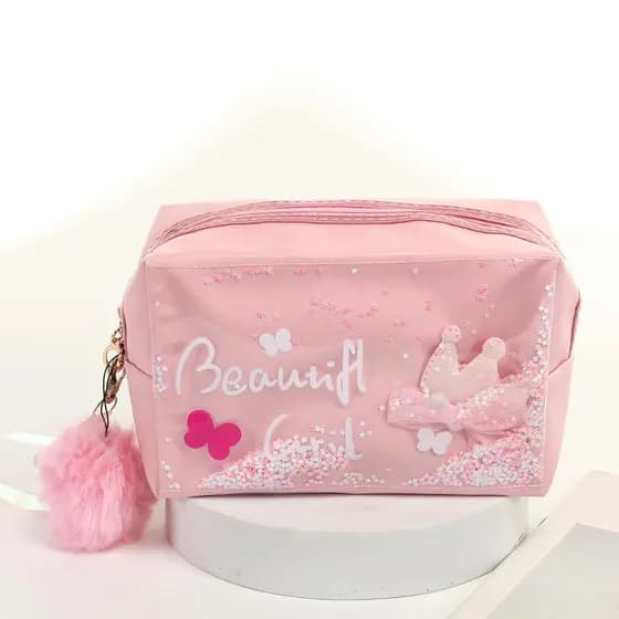 Bolsa Estojo Cosmética Com Design De Gato Fofo Com Pompom