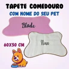 TAPETE COMEDOURO TECIDO COM NOME  Modelo Osso