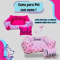 Cama Pet Cama para Cachorro Rebaixada com Nome Personalizado Coroa Rosa Menina
