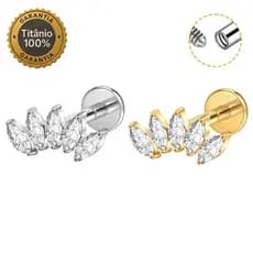 Piercing Helix Tragus Conch Labret 100% Titânio Cluster Zircônia Cravejada 1,2*8mm