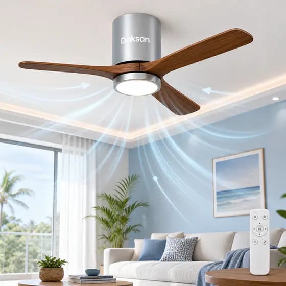 Ventilador de Teto LED 3 Pás 108cm Controle Remoto Bivolt 6 Velocidades Reversível Silencioso
