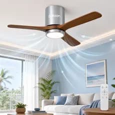 Ventilador de Teto LED 3 Pás 108cm Controle Remoto Bivolt 6 Velocidades Reversível Silencioso
