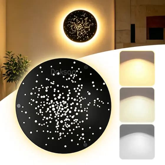Arandela de Parede Circular Preta Luminária LED Moderna Decoração para Área Interna e Externa Iluminação Bivolt