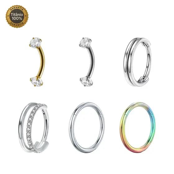 Piercing Argola Boca Titânio Cravejada Zircônia Nariz, Tragus, Septo, Conch, Helix e Outros