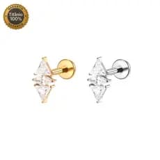 Piercing Orelha Titânio Pvd Zircônia Labret Cravejada Helix Nariz Tragus Conch e Outros