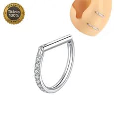 Piercing Argola Titânio Zircônia em U Segmento Articulado Nariz, Tragus, Septo, Hélix luxo joias