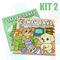 Kit 2 Livros para Colorir Cute & Comfy 96 Páginas no Total Infantil Adulto Antiestresse Desenho Pintura