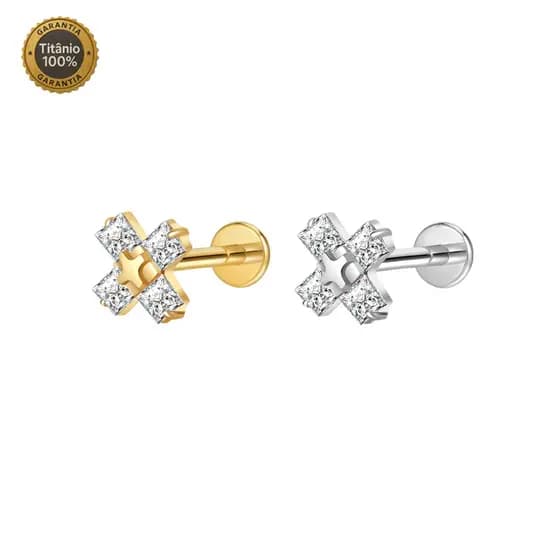 Piercing Orelha Brincos Cruz Titânio Zircônia Nariz Helix Tragus Conch Piercing Labret