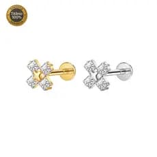 Piercing Orelha Brincos Cruz Titânio Zircônia Nariz Helix Tragus Conch Piercing Labret