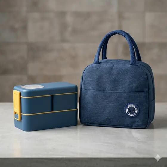 Marmita lancheira e talheres antivazamento 3 peças luxo box bolsa térmica