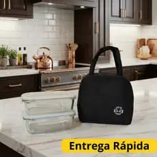 Conjunto de Potes de Vidros Hermeticos para Marmitas Fitness com 4 Travas e bolsa térmica