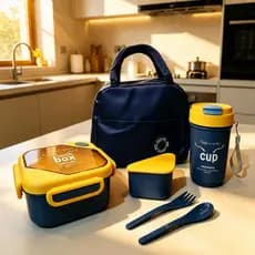 Bolsa Térmica Marmita Lancheira Luxo Kit 5 Peças Lunch Box