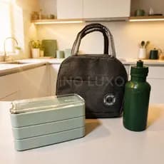 Kit Bolsa Térmica Marmita Lancheira 3 Camadas Squeeze