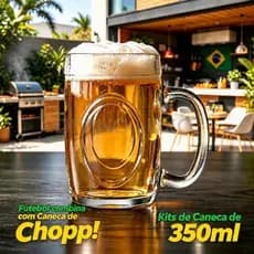 Caneca Chopp Kit 24 Unidades Vidro Grosso Premium 350ml Para Eventos Restaurantes