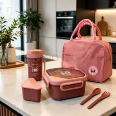 Bolsa Térmica Lancheira Marmita Luxo Kit 5 Peças Lunch Box