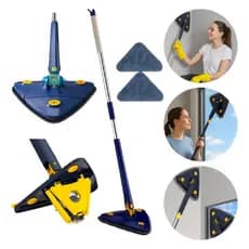 Mop Triangular Giratório 360° para Limpeza Profunda com Secagem Rápida e Cabo Ajustável