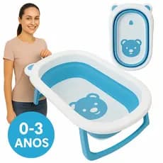 Banheira Infantil Azul com Design Seguro e Confortável para Banho do Bebê