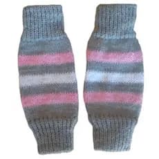 Polaina em Lã Infantil (cinza com listras rosa e branca)