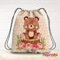 Mochila Saco Personalizada Bosque Encantado Aquarela  19x28cm | Kits 5, 10, 15 e 20 Unidades
