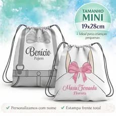 Mini Mochila Personalizada 19x28cm - Lembrancinha para Daminha Pajem Florista - Casamento Luxo