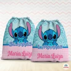 kit Saco Organizador Roupa Suja e Roupa Limpa (M 25x35cm ou G 29x38cm) - Organizador de Mochila e Bolsa - Diversos temas