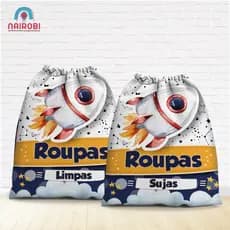Kit Saco Organizador Tema Universo - Foguete - Astronauta Medidas Aprox.  29x40cm Roupas limpas Roupas Sujas